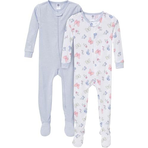 Gerber Baby Girls' 2-Pack Footed Pajamas