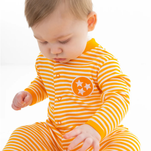 Orange and White Stripe Tri-Star Footie – Little Josie's
