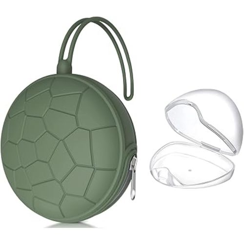 Smlpuame Pacifier Holder Case,BPA Free Portable Pacifier Storage Container,Silicone Baby Pacifier Cover Pouch for Diaper Bag Stroller,Travel Outdoor Activities,Easy to Clean(Football & Army Green)