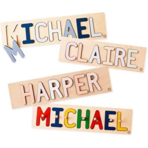 South Bend Woodworks Kids Personalized Wooden Name Puzzle – Up to 12 Characters