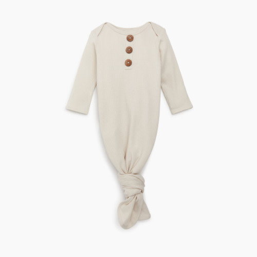 Tiny Kind Waffle Knotted Gown - Oat, 0-3 M