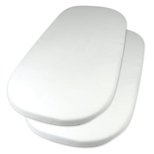 HonestBaby 2-Pack Organic Cotton Fitted Bassinet Sheet, White, One Size - Bassinet- 2 Pack - White