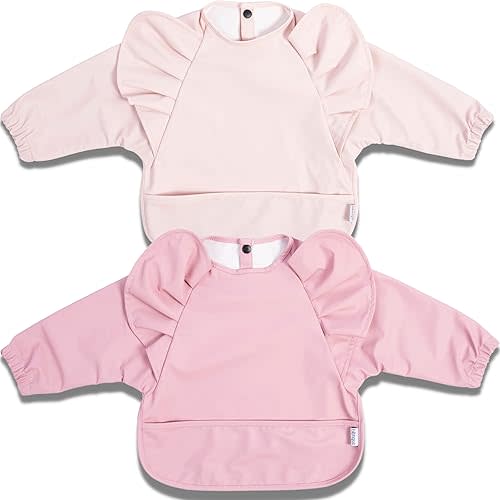 Long Sleeve Bibs For Babies 6-24 Months – Waterproof Baby Smock for Eating – Stain Resistant Shirt Bibs For Babies