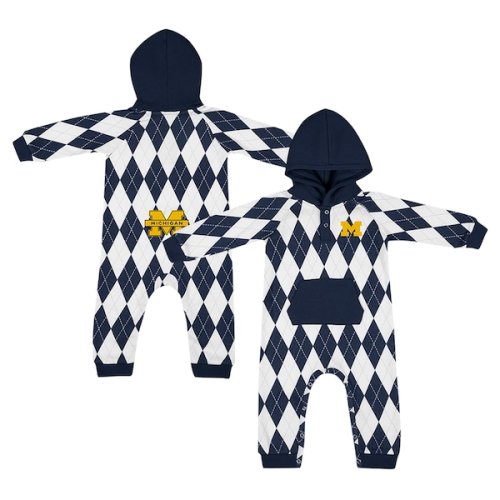 Michigan Wolverines Colosseum Infant The Dealio Hoodie Romper - Navy