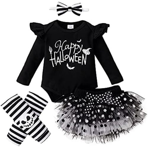 Kucnuzki Newborn Baby Girl Clothes Toddler Long Sleeve Ruffle Romper Top Infant Skirt Set Little Girl Overall Dress