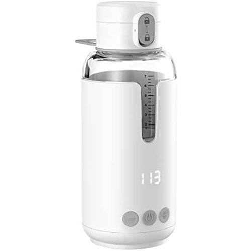 Portable Water Warmer for Baby Brew Formula, Instant Warmer for Travel Precise and Constant Temperature Control,8 Ounce,4400 mAh Battery Powered,Brewing Milk,Smart Wireless Baby Thermos Car,On The Go