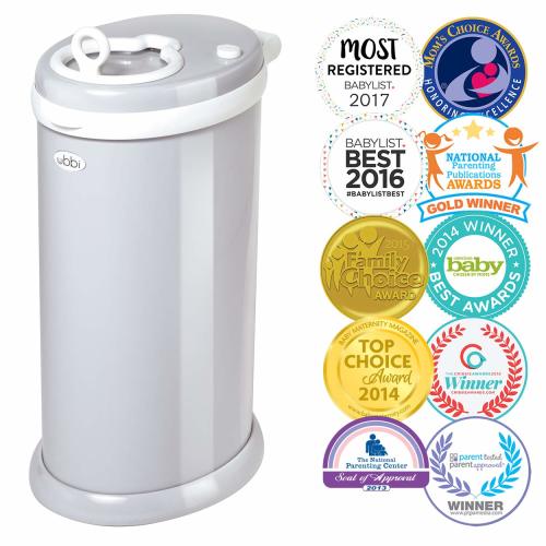 UBBI Steel Odor Locking, No Special Bag Required Money Saving, Awards-Winning, Modern Design Registry Must-Have  Diaper Pail, Gray