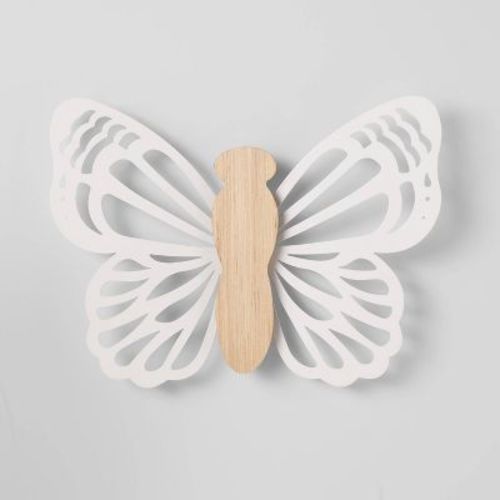 Butterfly Wood Lit Kids' Wall Decor Cream - Pillowfort™