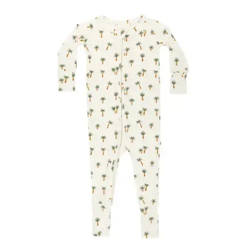 Brave Little Ones Island Palm Trees Small Ribbed Zip Romper