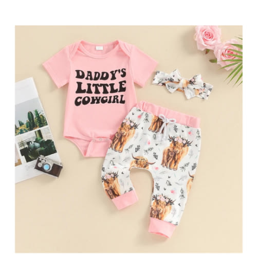 Daddy's Little Cowgirl Outfit for Baby & Toddler Girls – Bitsy Bug Boutique