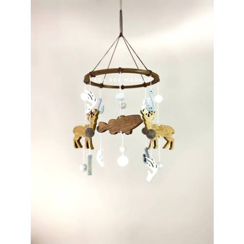 Largemouth bass and deer crib mobile