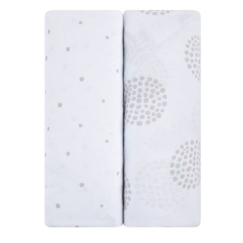 Ely's & Co. Baby Fitted Pack N Play - Mini Crib Sheet 100% Combed Jersey Cotton Grey Dottie Design 2 Pack