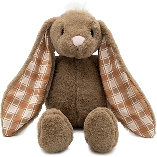 Easter Bunny Stuffed Animal - Plush, Soft Embroidered Stuffed Bunny Toy for Kids, Newborns, Boys & Girls, Cuddly and Adorable Plush Toys - Brown, 18 inch