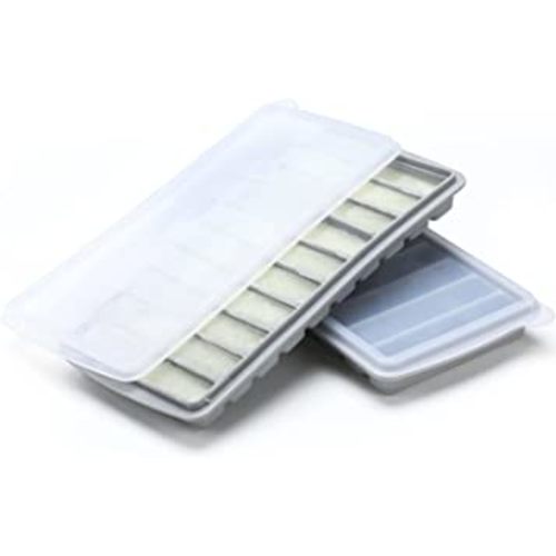 2 Pieces Breastmilk Storage Container Baby Food Milk Silicone Freezer Trays with Lid Breastmilk Freezer Tray Organizer Ice Trays Silicone Breastmilk Storage Bag Tray 10-1 oz Bars (Gray)