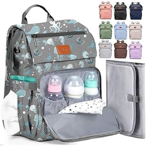 PILLANI Baby Diaper Bag Backpack - Large Bag for Boys & Girls - Diaper Backpack - Travel Diaper Bags with Changing Pad - Baby Registry Search Stuff & Shower Gifts - Newborn Essentials Must Haves Mom