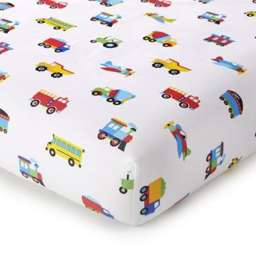 Wildkin Kids 100% Cotton Fitted Crib Sheet (Trains, Planes, and Trucks)