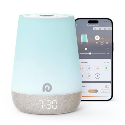 Dreamegg Nite 1 - Baby Sound Machine, Sleep Trainer, Night Light for Kids, Ok to Wake Alarm Clock, 34 Soothing Sounds, App Control, White Noise Sound Machine for Baby Kids Nursery(Sleepy Ellie)
