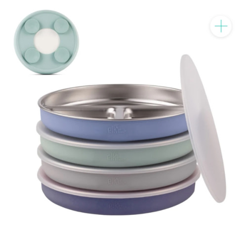 7.8" Stainless Steel Divided Plates with Suction Sleeve