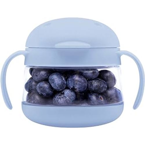Ubbi Tweat No Spill Snack Container for Kids, BPA-Free, Toddler Travel Cup, Cloudy Blue