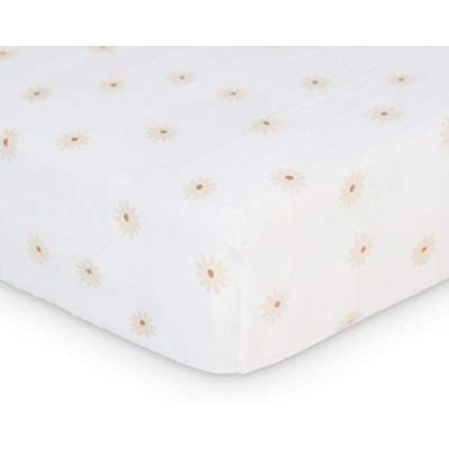 Lulujo Muslin Crib Sheets - Fitted Crib Mattress Sheets for Boys and Girls - 28"x 52", 1 Pack (Daisies)