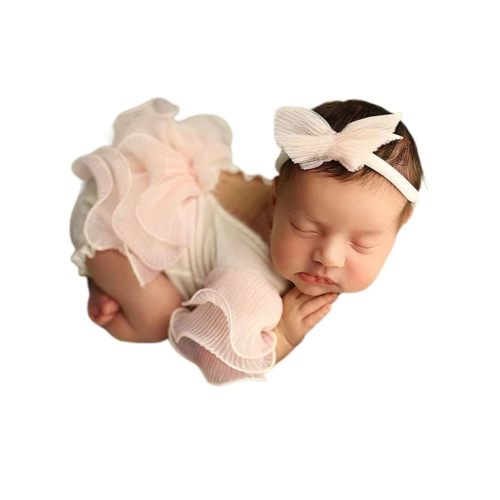 Newborn Photography Outfits Girl Newborn Photography Props Lace Romper with Flower Headband Baby Photo Props Outfits Easter
