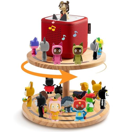 Gieanoo 360° Round ToniesBox Shelf 2-Tier Tonie Figures Organizer for 30-50 Characters Tonies Stand Diaplsy Shelf Compatible with Toniesbox 1 and Toniesbox 2 for Kid's Room