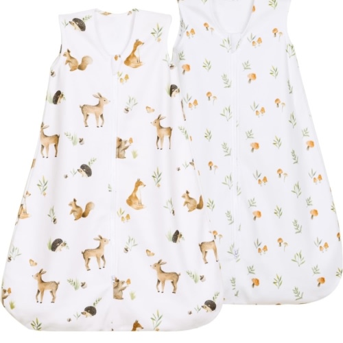 david's kids Micro Fleece Baby Sleep Sack 0-6 Months, Soft Baby Wearable Blankets with 2-Way Zipper, 2 Pack Sleeping Bags for Infant Newborn Boys Girls Neutral, Small Size, Forest/Woodland Animals