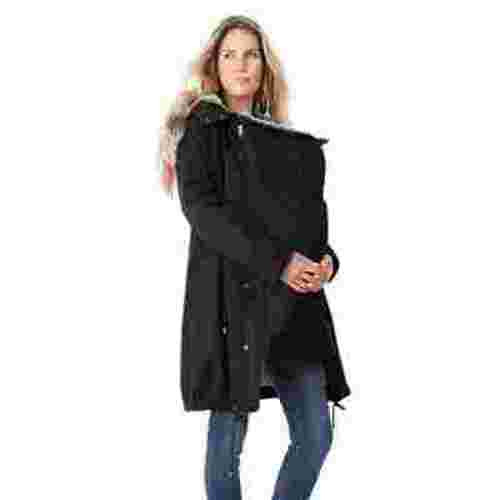 YUEJUIR Women's Fleece Zip Up Maternity Baby Carrier Hoodie Sweatshirt Jacket Female Maternity 3 In 1 Thickened Outwear Fleece Lined Coat (Black,XXL)