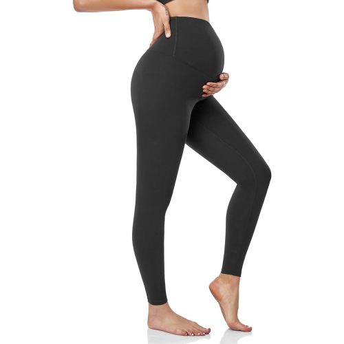 HOFISH Women's Maternity Leggings Over The Belly Pregnancy Non-See Through Soft Yoga Pants Active Workout Leggings