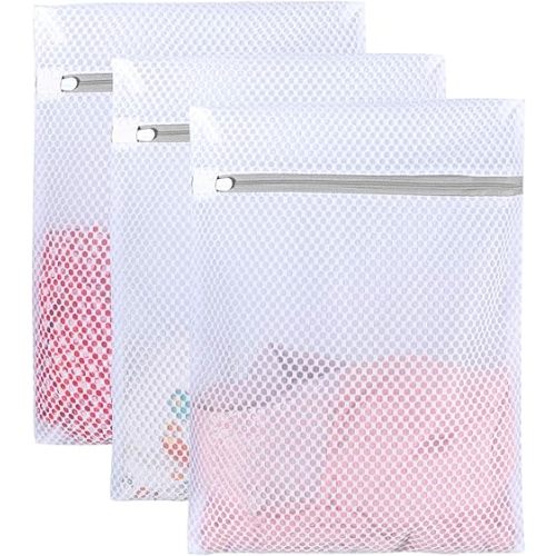 Mesh Laundry Bag - 3 Pack Durable and Reusable Wash Bag Travel Organization Bag for Garment, Bath Towels, Bed Sheet (11Inch x 16Inch) by YMHB