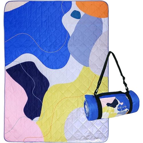 Exclusivo Mezcla Waterproof Picnic Blanket 60x80 Inches Large Multicolor Floral Polyester Sandproof Modern Camping Blanket