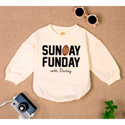 On Sundays We Watch with Daddy Romper, Game Day Baby Clothes, Football Season Outfit, Football Lover Gift, Baby Bodysuit, Fall Baby Clothes
