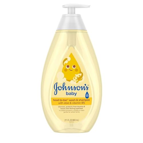 Johnson's Baby Head-To-Toe Baby Wash & Shampoo + Aloe & Vitamin B5, 2-in-1 Bath Wash Gently Cleanses Newborn's Delicate Skin & Hair, Hypoallergenic, No Added Parabens, Dyes & Sulfates, 27.1 fl. oz