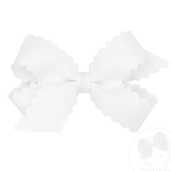 Mini Grosgrain Hair Bow with Scalloped Edge
