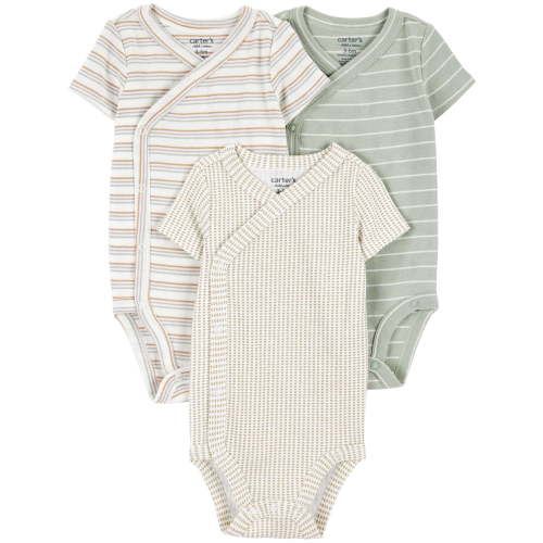 Carter's Child of Mine Baby Unisex Wrapover Bodysuits, 3-Piece, Sizes Preemie-18 Months