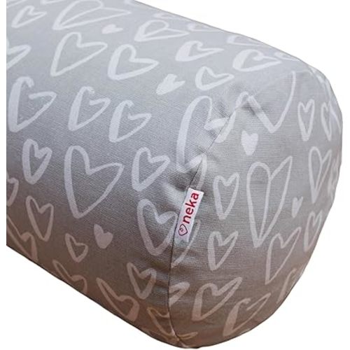 Neka Pregnancy & Nursing Pillow – Soft Hearts Edition – Organic Buckwheat Hulls – Ergonomic Support for Pain-Free Breastfeeding & Posture Relief – Washable Cotton Cover – Made in Canada