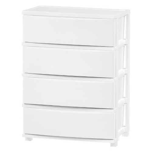 IRIS USA 4 Wide Drawer Storage, Organizer Unit for Bedroom, Closet, Living Room, Nursery, Dorm, White Frame with Matte White Front Panels, Set of 1