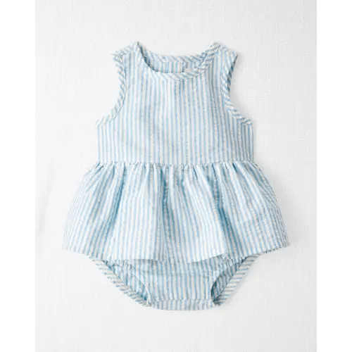 Baby Seersucker Ruffle Sunsuit Made with Organic Cotton - Little Planet | Carter's