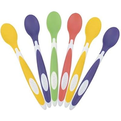 Dr. Brown's Soft-Tip Toddler Spoons with Long Handle for Baby-Led Weaning, BPA Free (Pack of 6)