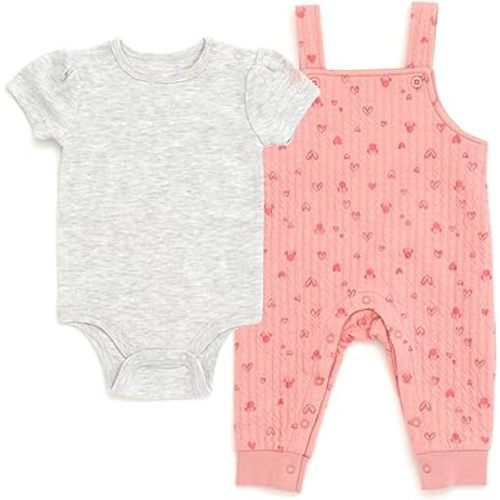 Disney Minnie Mouse Mickey Mouse Winnie the Pooh Baby Girls Bodysuit and Overall Outfit Set Newborn to Infant