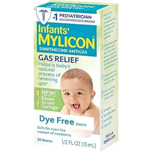 Mylicon Gas Relief Drops for Infants and Babies, Dye Free Formula, 0.5 Fluid Ounce