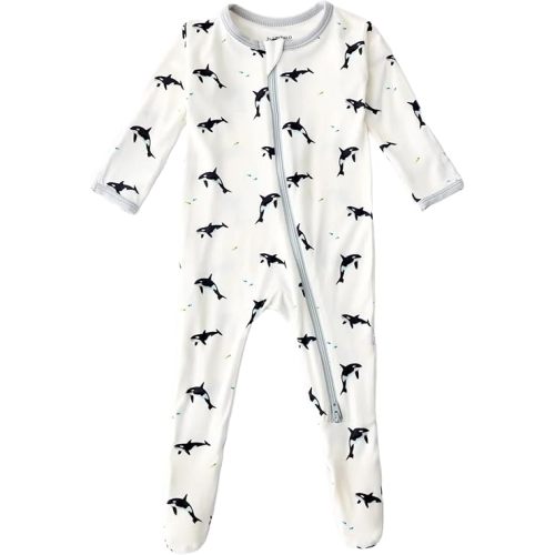 Soft Baby Bamboo Viscose Footie Pajamas, Zipper Closure, 0-24 Months
