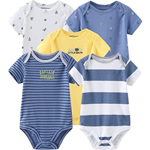 Kiddiezoom Unisex Baby 5-Pack Short-Sleeve Bodysuit
