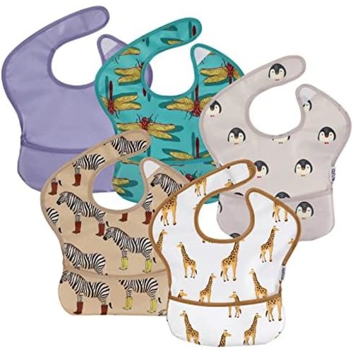 Soarwg Kids Bibs, Baby Bibs, Waterproof Baby Bibs for Boy and Girl, Great Travel Baby Bibs for Eating, Feeding Bibs, 5 Pack