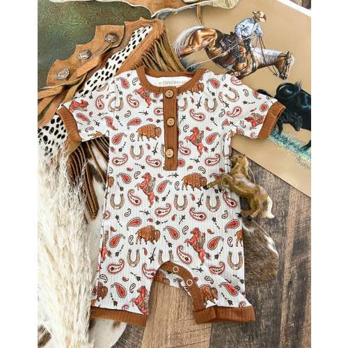 Western Cowboy Dreamin Button Romper-Final Sale
