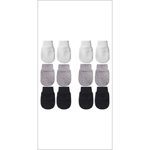 6 Pairs Newborn Baby Mittens No Scratch Gloves Infant Toddler Anti Scratch Essentials Unisex Cotton for 3-9 Months Girls Boys - White, Light Blue, Gray-black, Gray, Navy Blue, Black - Solid