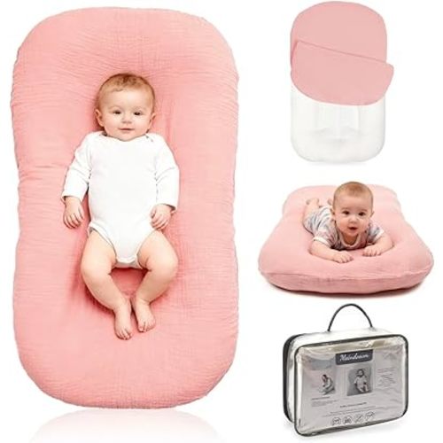 Baby Lounger - Snuggle Cozy Me Infant Lounger for Newborns | Breathable & Soft, Portable Awake-Time Pad, Essential Baby Gift (Lounger Cover Included)
