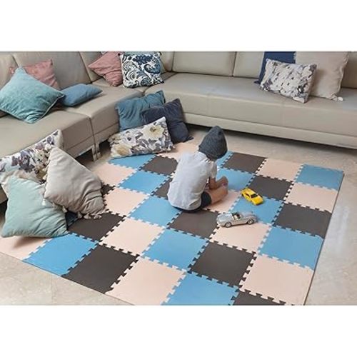 MioTetto 36-Tile Soft Non-Toxic Baby Play Mat, EVA Foam Jigsaw Puzzle Play Mat, Interlocking Squares for Babies, Toddlers & Kids Gym, Nursery, Playroom, 36 Sq Ft