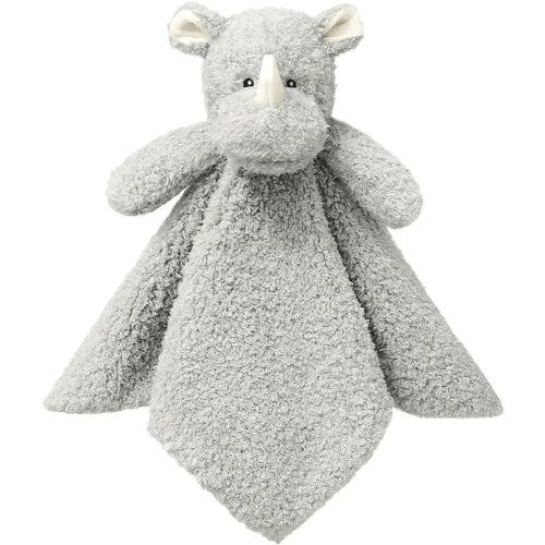 Baby Gray Rhino Soft Stuffed Animal Security Blanket, Plush Rhino Character Lovey Blanket, Baby Shower/Nursery Gift, Newborn Infant Toddler Snuggle Blankie for Boys Girls, 14 Inches