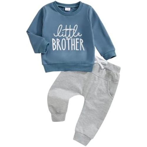 Toddler Baby Boy Clothes Little Brother Letter Print Sweatshirt Pants Clothing Set Fall Winter Infant Boy Outfits